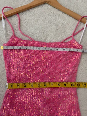 Lulus Bold Aesthetic Hot Pink Sequin Lace-Up Bodycon Mini Dress Size XS Mobwife thumbnail 7