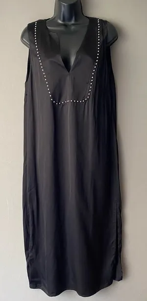 Zara sz S black studded‎ shift midi dress thumbnail 1