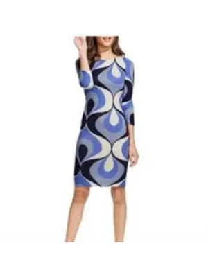 Boden mod swirl half sleeve knee length midi dress retro size 6 R thumbnail 7