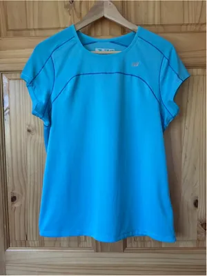 New Balance Fitted Turquoise Cap Sleeve Athletic Tee size large thumbnail 2