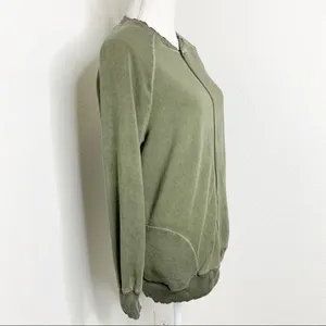 H by Bordeaux Soft Lightweight Bomber Jacket Zip Up Olive Green Size L thumbnail 4
