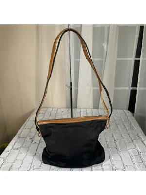 Michael Kors Black Cognac Shoulder Bag With Tan Leather Trim Medium Purse thumbnail 3