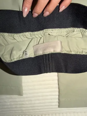 ESSENTIALS Wide Leg Pants in Olive Green with Black Waistband thumbnail 2