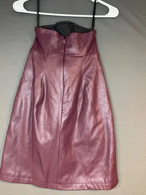 Women 2 Ashley Park Burgundy Faux Leather Strapless Dress Rosette Y2K Party thumbnail 6