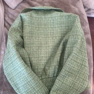 Green tweed kimchi blue crop bomber jacket thumbnail 5