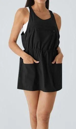 Halara NEW Breezeful Drawstring Quick Dry Mini Hiking Active Dress in Black Size Medium thumbnail 1