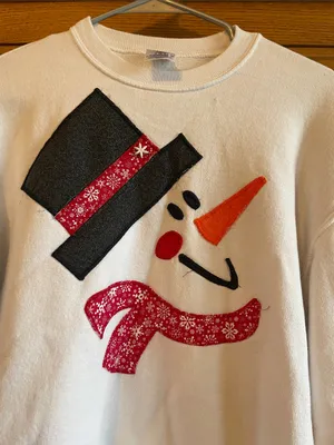 Jerzees White Crewneck with Festive Snowman Face thumbnail 3
