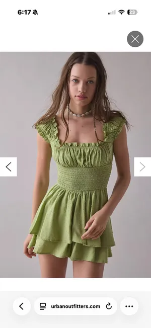 Urban Outfitters Rosie Smocked Tiered Ruffle Romper in blue thumbnail 5