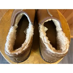 Ugg Womens Brown Leather Sheepskin Slip On Fur Trim Size 7 thumbnail 5
