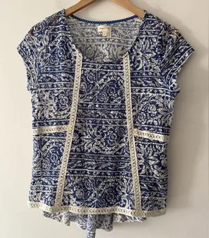 Anthropologie Meadow Rue Crochet‎ Top Stunning Boho Vintage Floral Romantic thumbnail 1