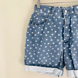Vintage Star Print Shorts Blue Size 8 thumbnail 4