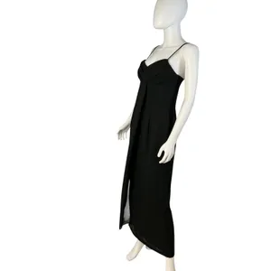 Roberta Black Draped Maxi Dress Sweetheart Neckline Spaghetti Strap Formal Gown thumbnail 4