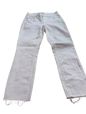 PAIGE Women’s 26 White Mid Rise Ankle Skinny Jeans Raw Frayed Hem Stretch Denim thumbnail 5
