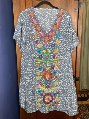 See and Be Seen NEW Embroidered Tunic Causal Dress Floral Festival Babydoll M thumbnail 2