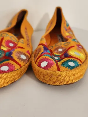 Andre Assous Orange Embroidered Espadrille Slip-On Shoes Size 9.5 thumbnail 2