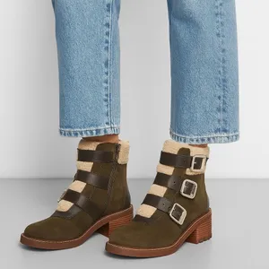 Vince Camuto Klerica Olive Green Suede Shearling Boots Women’s 7M NIB thumbnail 1