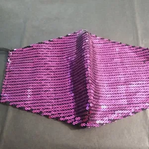 WINE ONION Sequin Purple Reusable Washable Protective Face Mask thumbnail 2