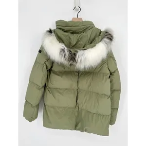 Sam Edelman Water Repellent Faux Fur Trim Puffer Jacket Quilted Green Women's M thumbnail 7