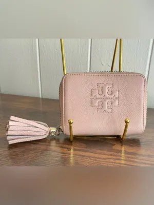 Rare Vintage HTF Pink Leather Zip Around Tory Burch Small Keyring Wallet thumbnail 2