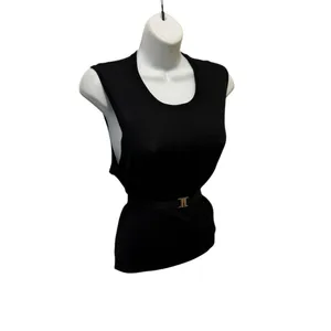 J. Crew 100% Merino Wool Belted Sweater Shell Black Sz L Classic Academia Casual thumbnail 4