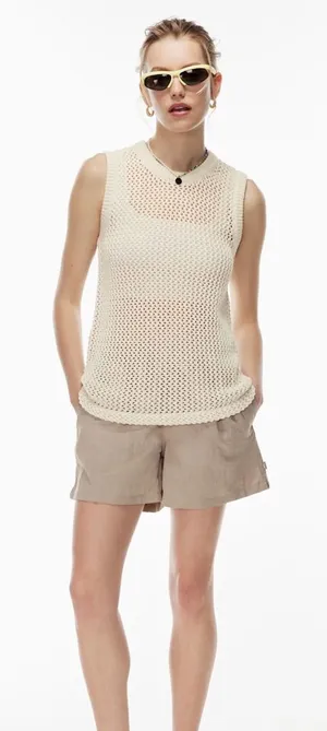TNA‎ x ARITZIA dundas open knit sweater vest tan size large thumbnail 1