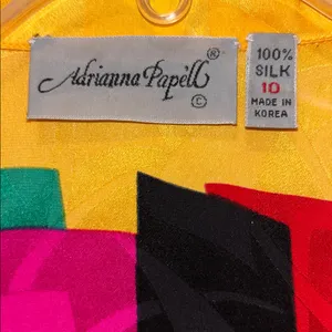 Vintage Adrianna Papell Bright Short Sleeve Silk Blouse Vibrant Blouse Retro thumbnail 3
