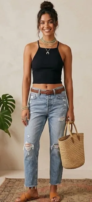 Free People Intimately | Black Ribbed Halter Crop Open Back Tank Top | XS-S thumbnail 1