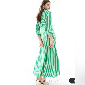 Women’s striped maxi shirt dress in green in size XS pit to pit 17” thumbnail 4