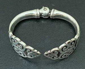 Vintage Retired BRIGHTON Filigree Hinged Cuff Bangle Bracelet 49.5g thumbnail 11