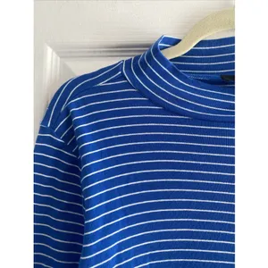 J Crew Womens Large Blue Striped Long Sleeve‎ Gold Button Black Label thumbnail 4