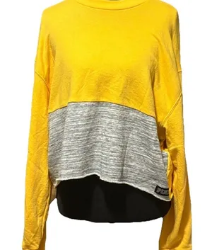 Victoria’s Secret PINK tag Yellow and Gray Women's Top size M thumbnail 1