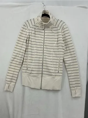 lululemon athletica Cream and Black Striped Zip Turtleneck Sweater 1064 thumbnail 2