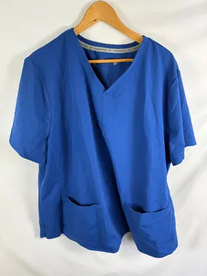 Fabletics Blue Front Pocket Scrub Top Size 4X thumbnail 1