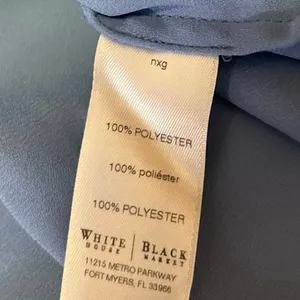 White House Black Market Blue Long Sleeve V-Neck Layered Front Blouse Top Size 2 thumbnail 4