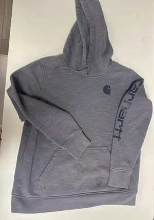 Carhartt Slate Gray Logo Hooded Sweatshirt thumbnail 1