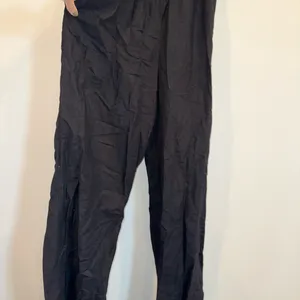 Japna Black Linen Blend Tie Back Wide Leg Jumpsuit L NWOT Pockets thumbnail 4