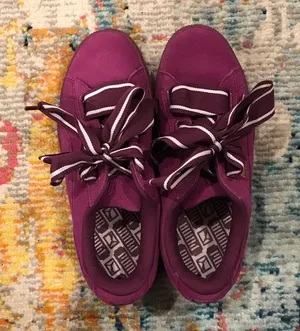 ✨SALE✨ PUMA Wmn’s Sz 8, Suede Heart Satin II, Dark Purple thumbnail 1