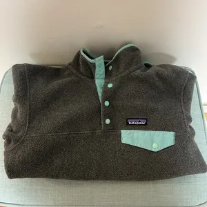 Patagonia Synchilla Snap-T Fleece Pullover Jacket Logo Gray Teal Women’s Size XS thumbnail 9