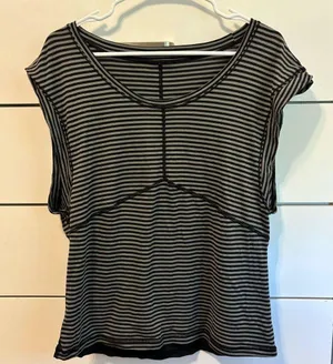 Lululemon Get Sweat Tee Silver Stripe Black Slate / Black thumbnail 1
