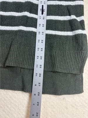 Sweater M Green Old Navy Waffle Knit Striped Crew Neck Pullover thumbnail 5