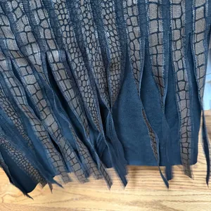 Vintage yon designs snake skin sheer fringed skirt black made in USA large thumbnail 3