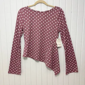 Electric Behavior Dusty Rose Polka Dot Long Sleeve Top size M‎ thumbnail 2