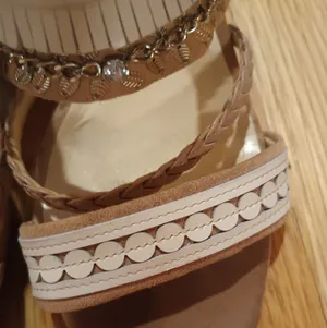 Nine West Nude Fringed Rhinestone Accent Heels in sz 7 thumbnail 3