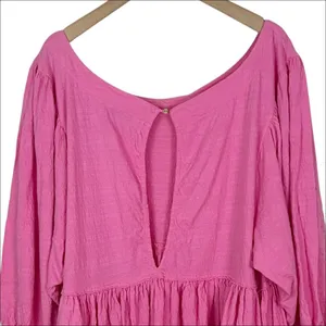 Free People Beach Get Obsessed Gauzy Babydoll Dress in Pink Size Large thumbnail 6