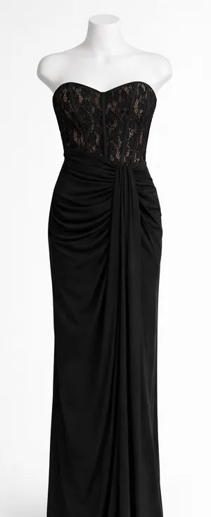 Betsy & Adam Gown Womens 2 Black Lace Corset‎ Sequin Ruched Formal Evening Dress thumbnail 1