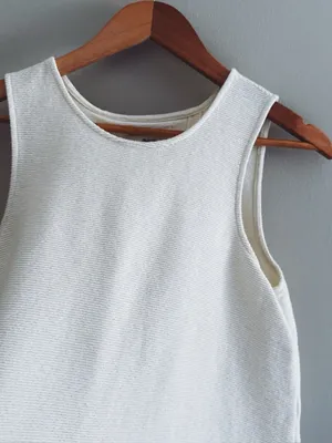 Madewell White Cream Textured Sleeveless Open Back Top Small thumbnail 3