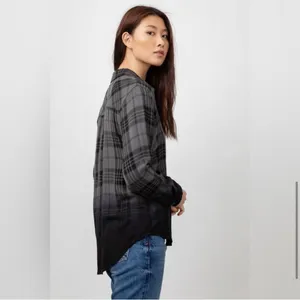RAILS Hunter Charcoal Jet Dip Dye Plaid Button Down Shirt S Small Flannel Grunge thumbnail 2