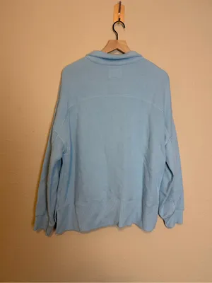 American Eagle Women’s Big Hug Henley Sweatshirt Light Blue Size Small thumbnail 5