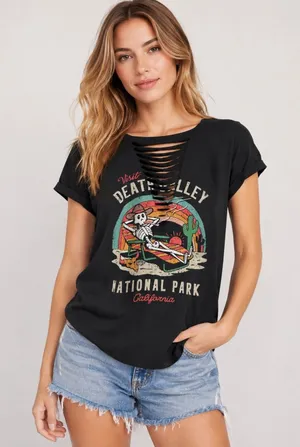 National Parks Society Death Valley Graphic Tee Women 2X Black Cutout Streetwear thumbnail 1