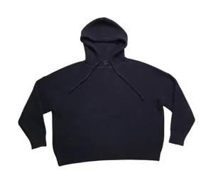 Nuuds Ribbed‎ Knit Hoodie Women Small Gray Oversized Wool Blend Loungewear thumbnail 1